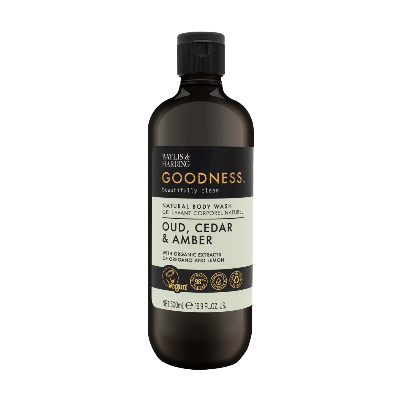 Гель для душу Baylis &amp; Harding Goodness Natural Body Wash, Oud, Cedar &amp; Amber, 500 мл